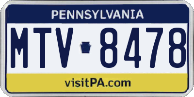 PA license plate MTV8478