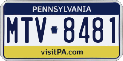 PA license plate MTV8481