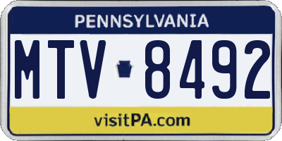 PA license plate MTV8492