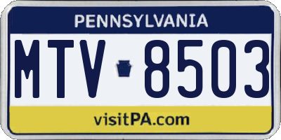 PA license plate MTV8503
