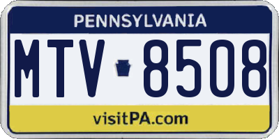 PA license plate MTV8508