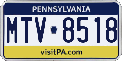 PA license plate MTV8518