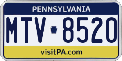 PA license plate MTV8520
