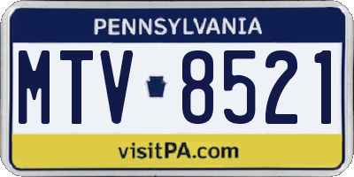 PA license plate MTV8521