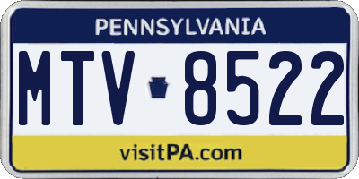 PA license plate MTV8522