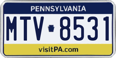 PA license plate MTV8531