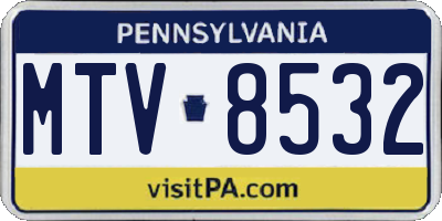 PA license plate MTV8532