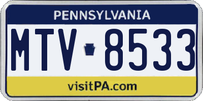 PA license plate MTV8533