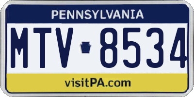 PA license plate MTV8534