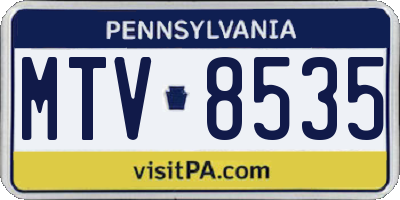PA license plate MTV8535