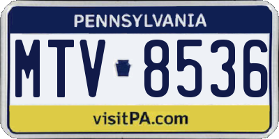 PA license plate MTV8536
