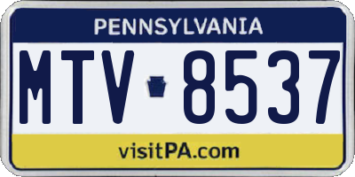 PA license plate MTV8537