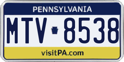 PA license plate MTV8538