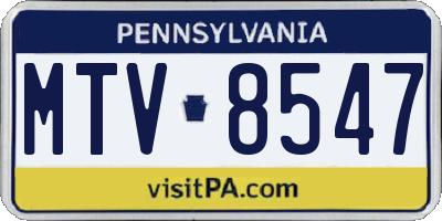 PA license plate MTV8547