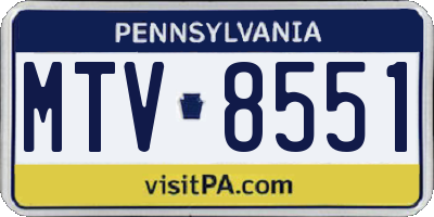 PA license plate MTV8551