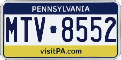 PA license plate MTV8552