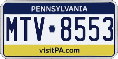 PA license plate MTV8553