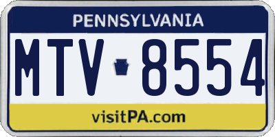 PA license plate MTV8554