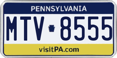 PA license plate MTV8555