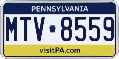 PA license plate MTV8559