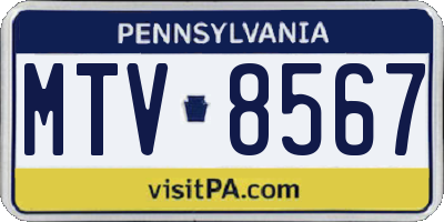 PA license plate MTV8567