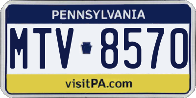 PA license plate MTV8570