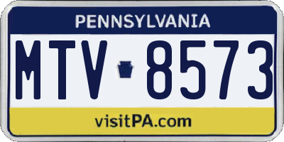 PA license plate MTV8573