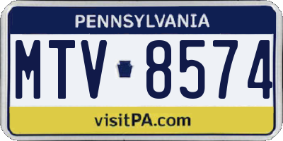 PA license plate MTV8574