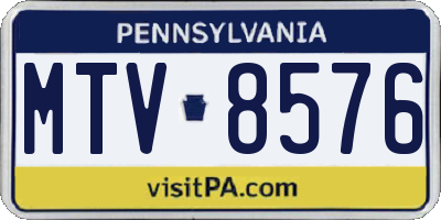 PA license plate MTV8576