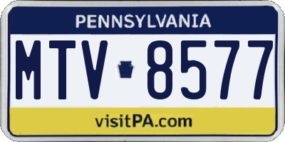PA license plate MTV8577