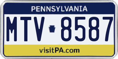 PA license plate MTV8587