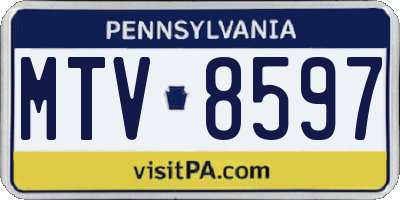 PA license plate MTV8597