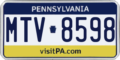 PA license plate MTV8598