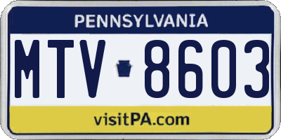 PA license plate MTV8603