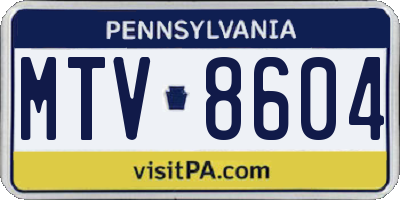 PA license plate MTV8604