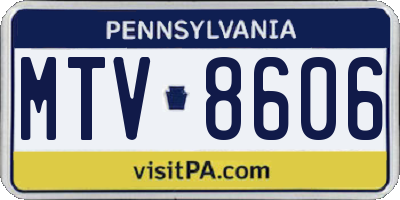 PA license plate MTV8606