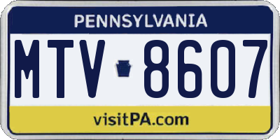 PA license plate MTV8607