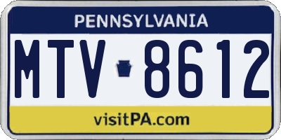 PA license plate MTV8612