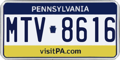 PA license plate MTV8616