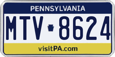 PA license plate MTV8624