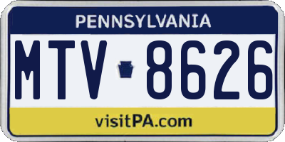 PA license plate MTV8626