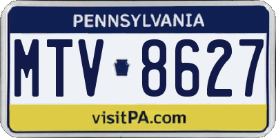 PA license plate MTV8627