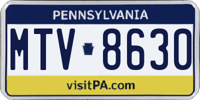 PA license plate MTV8630