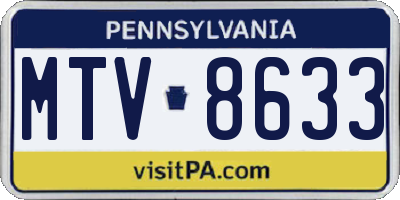 PA license plate MTV8633
