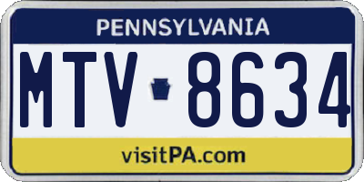 PA license plate MTV8634