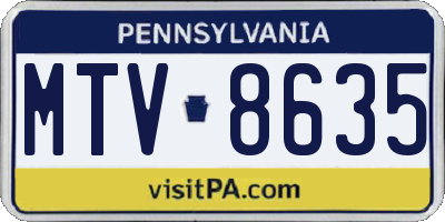 PA license plate MTV8635
