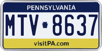 PA license plate MTV8637