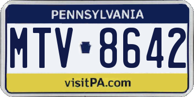PA license plate MTV8642