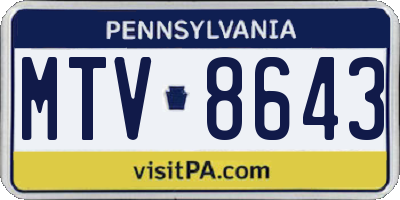 PA license plate MTV8643