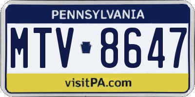 PA license plate MTV8647